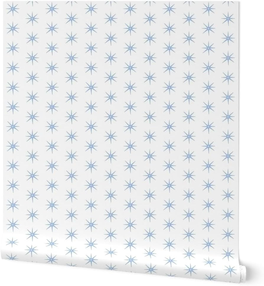 Spoonflower Peel & Stick Wallpaper Swatch - Farmhouse Stars Simple Star Minimal Blue White Transi... | Amazon (US)