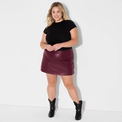 Women's High-Rise Faux Leather A-Line Skort - Wild Fable™ | Target