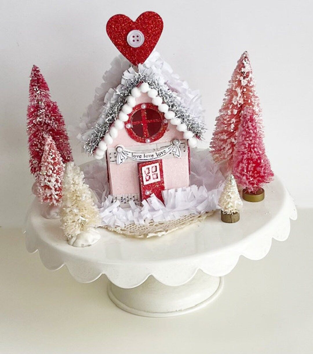 Miniature Putz House of Love, Heart Centerpiece, Valentines Day, Anniversary, Birthday, Wedding  ... | Etsy (US)