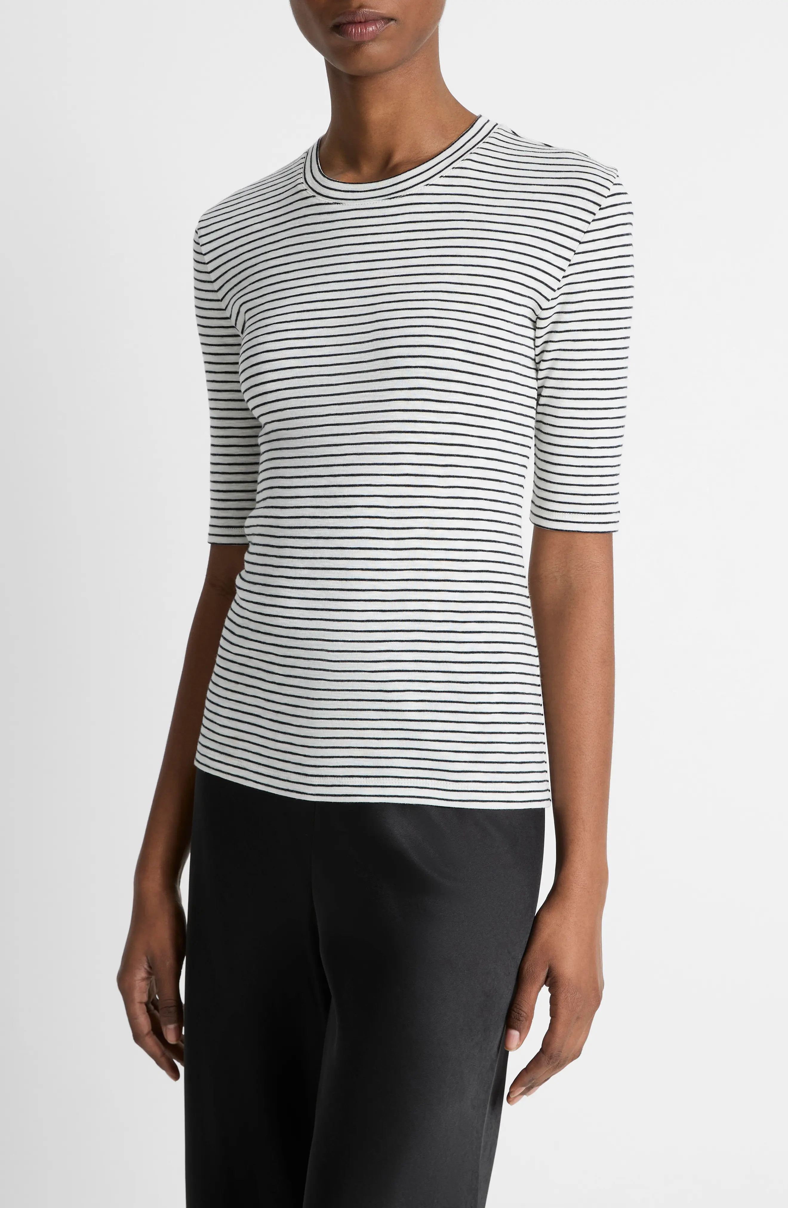 Stripe Elbow Sleeve Cotton Blend Knit Top (Women) | Nordstromrack | Nordstrom Rack
