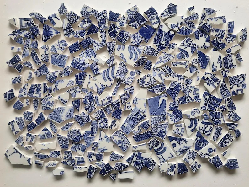 Broken Blue Willow China Pieces, English Ironstone Plate Fragments, Vintage Chinoiserie Pottery f... | Etsy (Global)