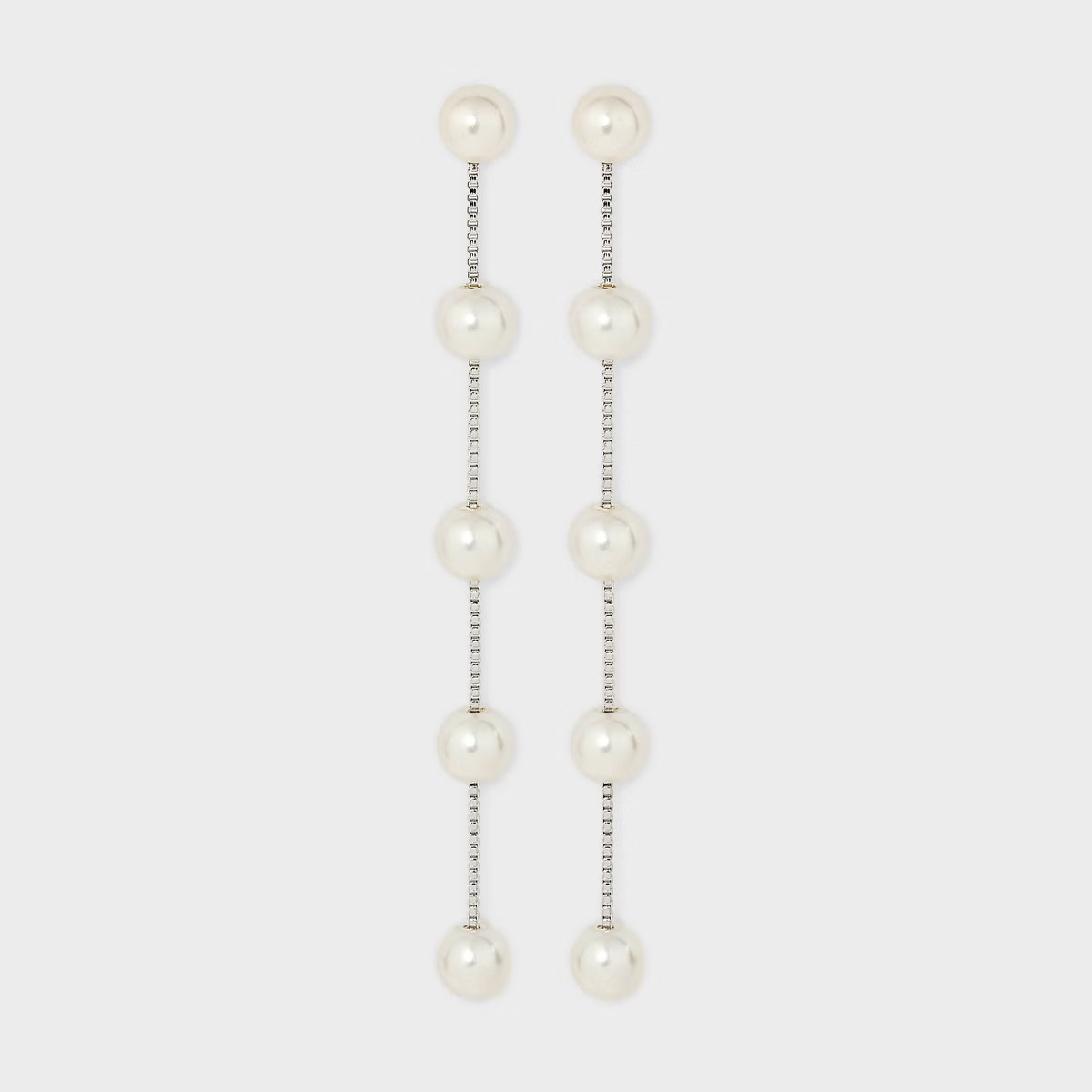Linear Pearl Drop Earrings - Silver | Target