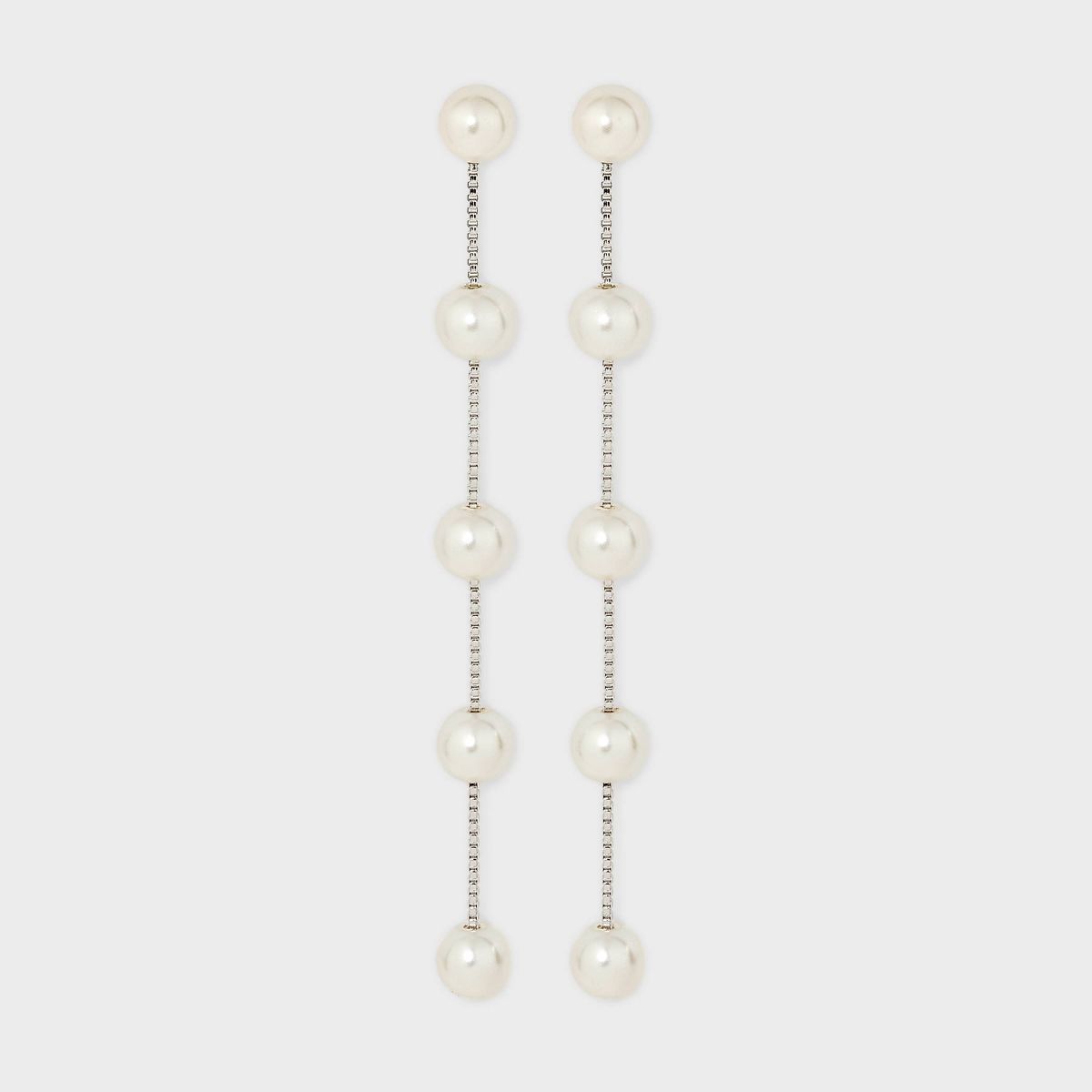 Linear Pearl Drop Earrings - Silver | Target