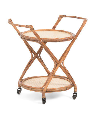 30X27.5 Round Rattan Entertaining Trolley | TJ Maxx
