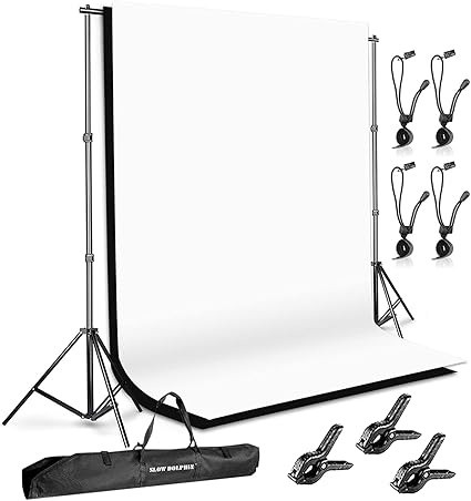 SLOW DOLPHIN Photo Background Support System with Backdrop Stand Kit, 100% Pure Muslin 6.5 Ft x 1... | Amazon (US)