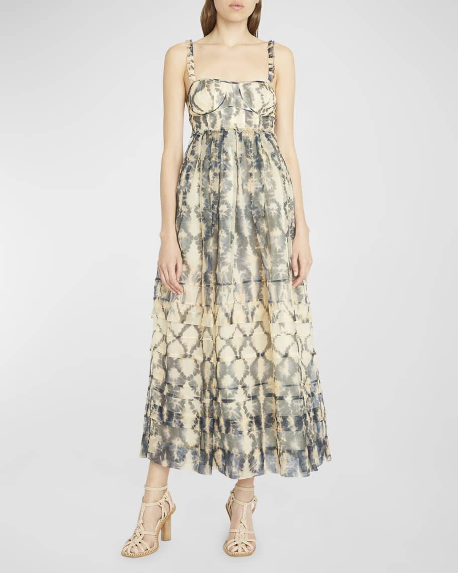 Ulla Johnson Priscilla Silk Organza Midi Bustier Dress | Neiman Marcus