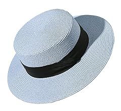 Lanzom Sun Hats for Women Wide Brim Straw Boater Hat Foldable Packable Beach Hat for Summer | Amazon (US)