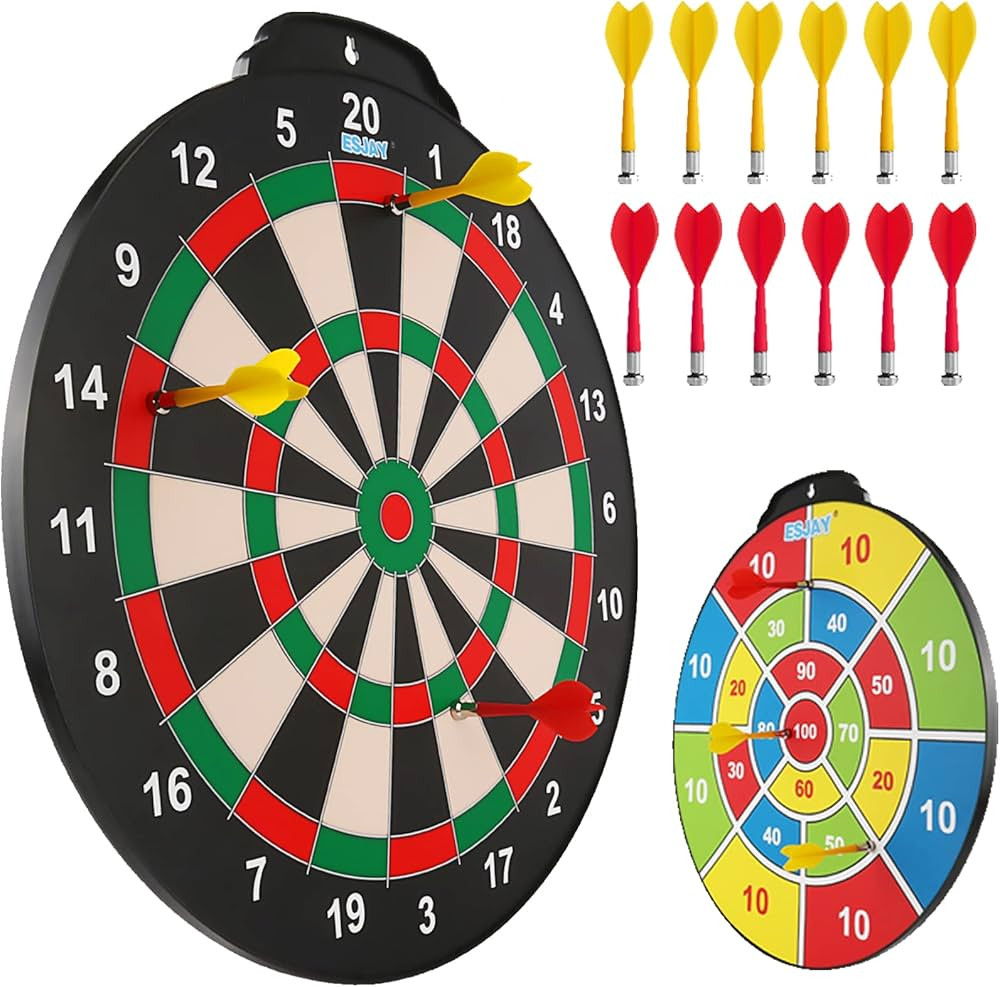 18 inch Magnetic Dart Board Set for Kids, Indoor Outdoor Game Dart Game with 12 Darts, Dartboard ... | Amazon (US)
