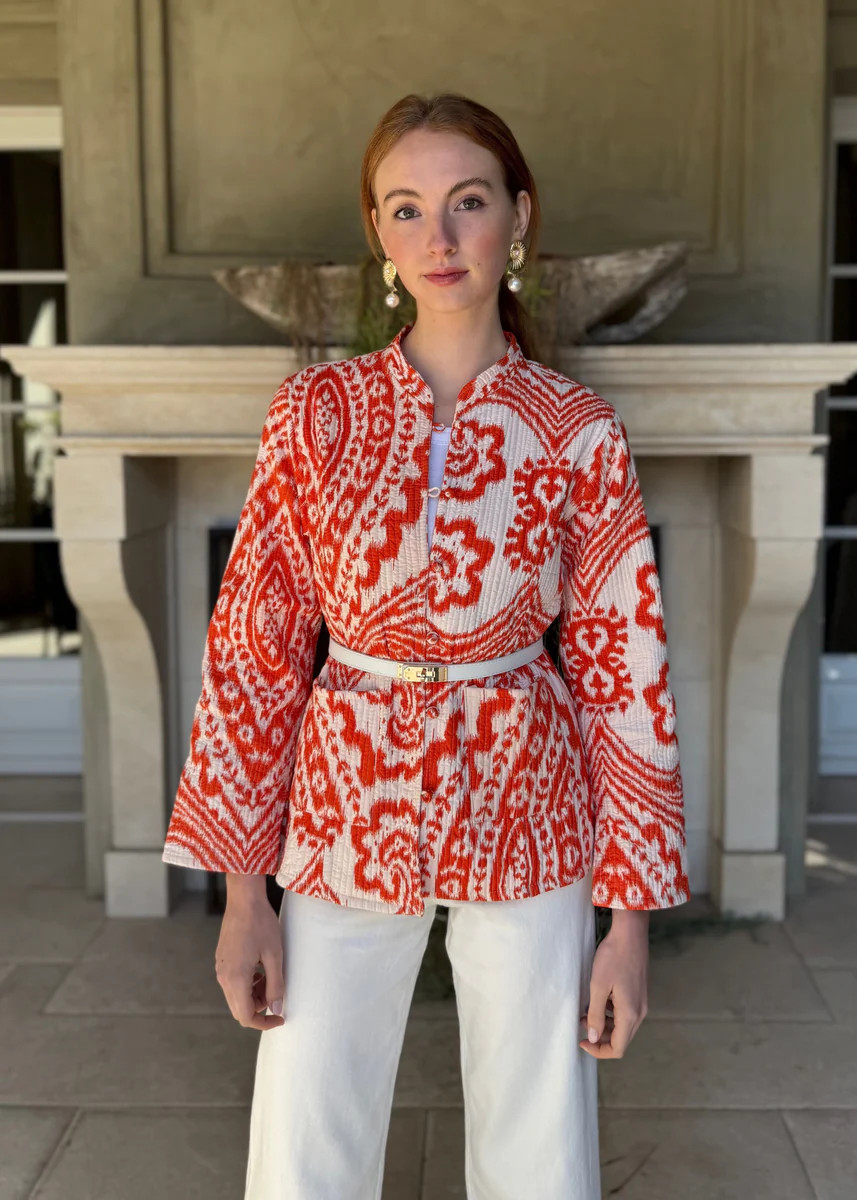 Raina Reversible Button Up Jacket Top - Orange | Benaar La