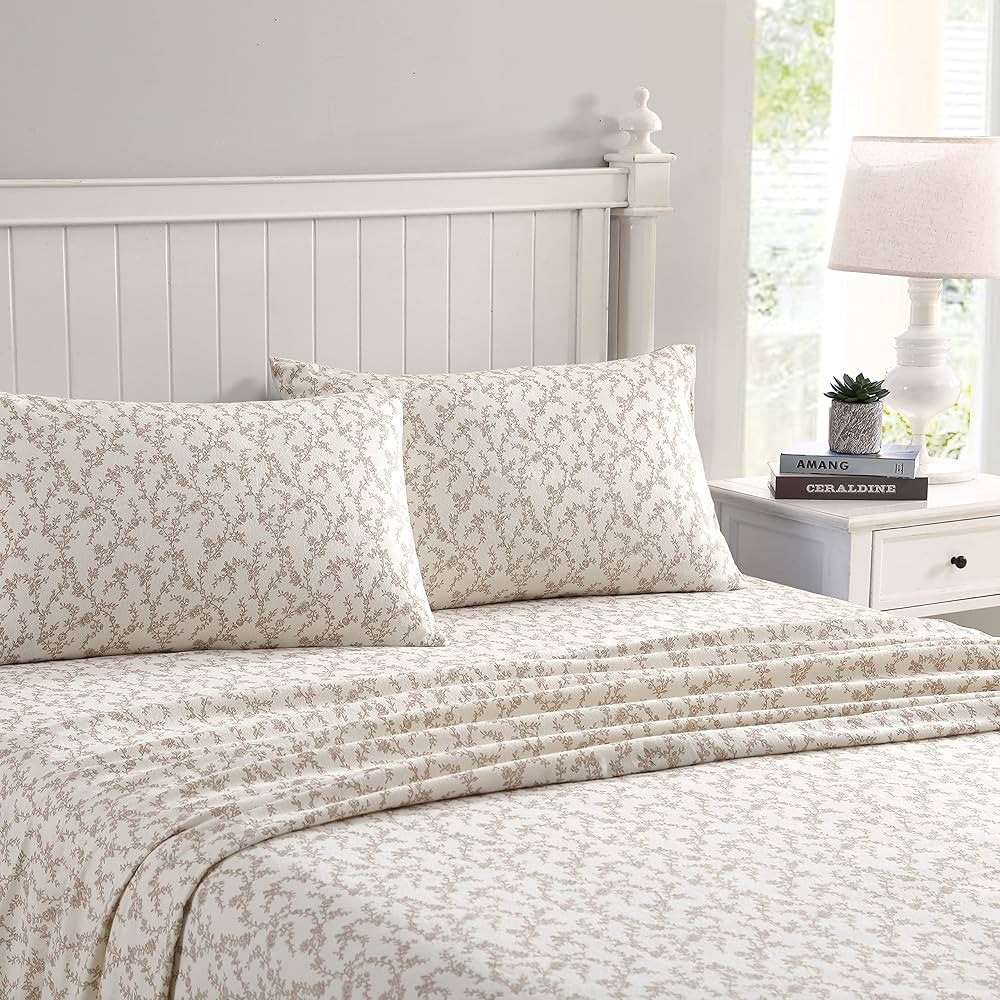 Laura Ashley - Queen Sheet Set, Cotton Flannel Bedding, Brushed for Extra Softness & Comfort (Vic... | Amazon (US)