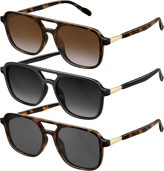 Retro Aviator Sunglasses for Women Men:Polarized Trendy Vintage 70s Rectangle Womens Shades Sun G... | Amazon (US)