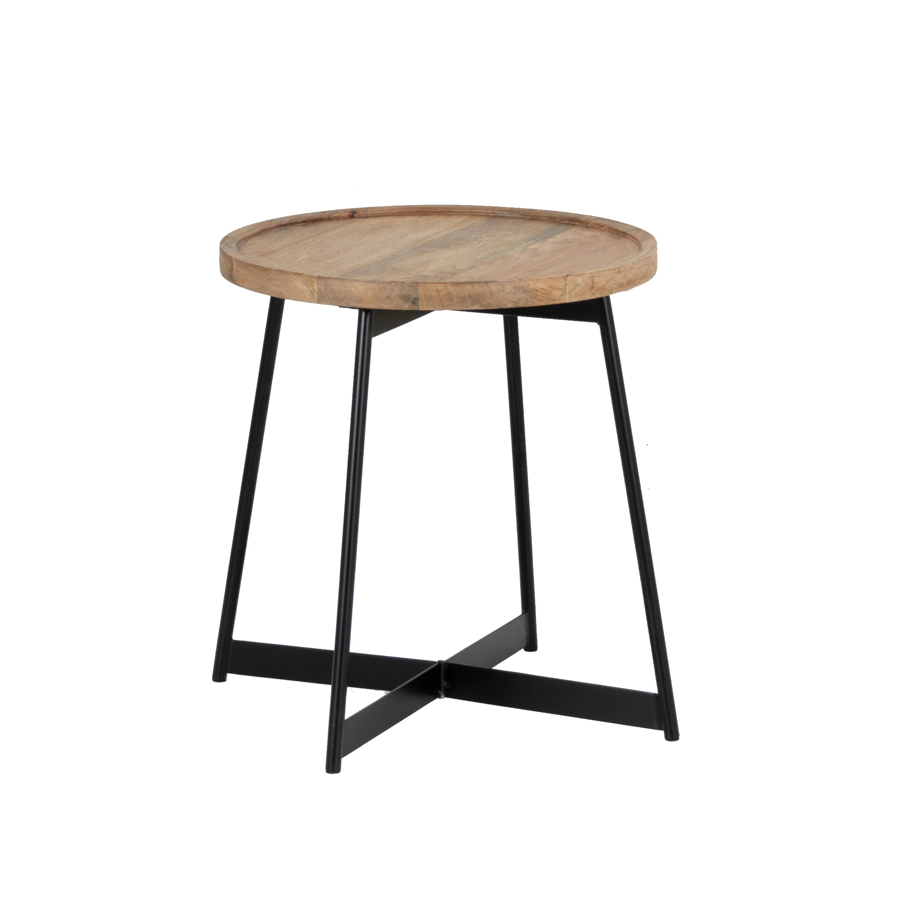 Abrams 18 Inch Round Wood Top Metal Base Side Table | Wayfair North America