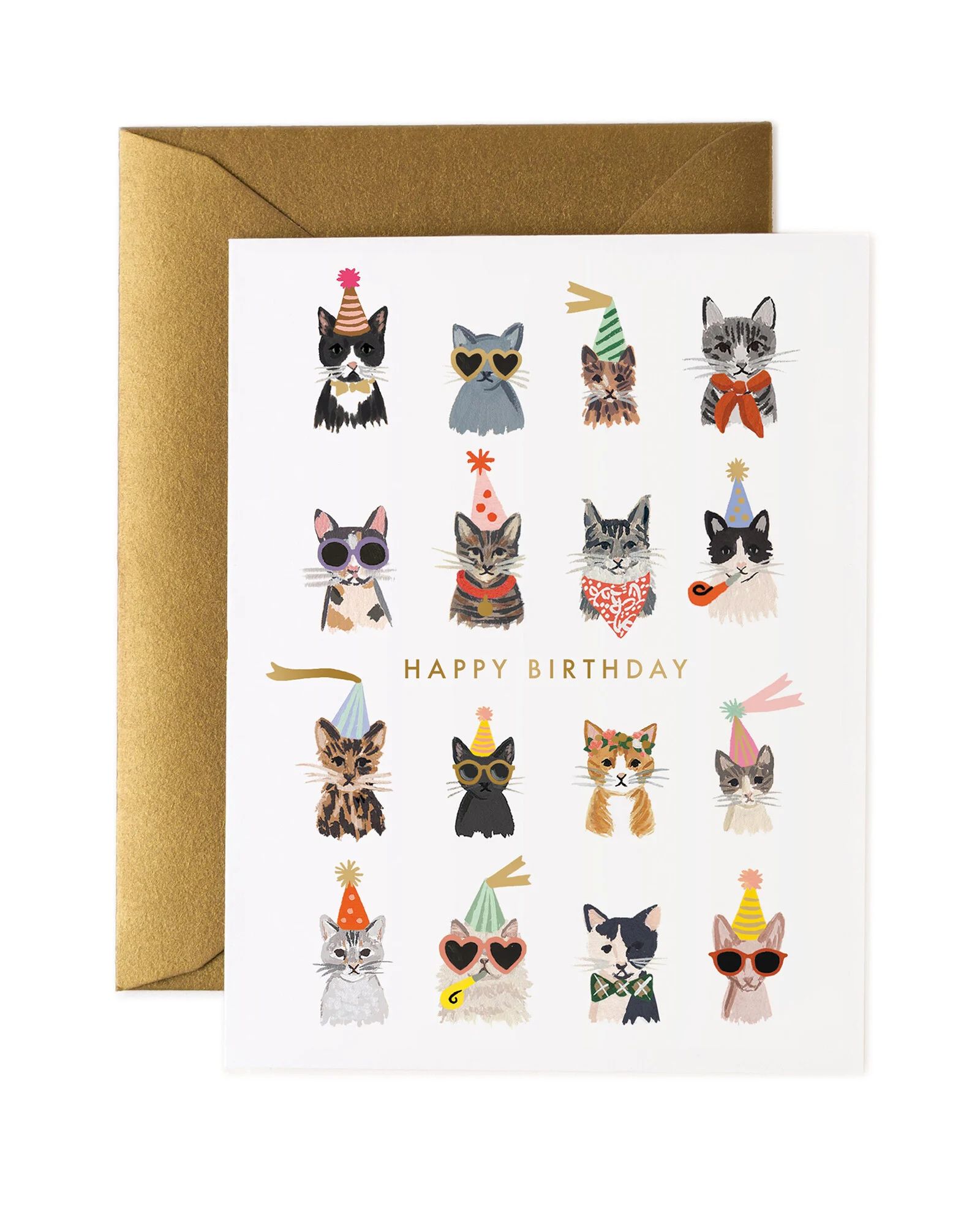 Cats Hats and Sunglasses Birthday Card | Oliver Bonas | Oliver Bonas (Global)