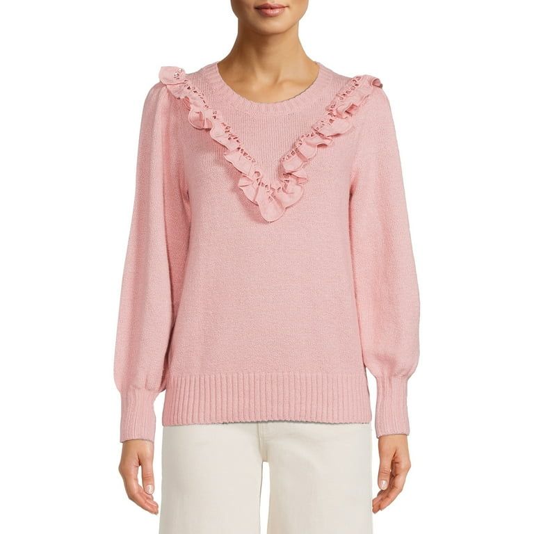 Time and Tru Women's Eyelet Sweater | Walmart (US)