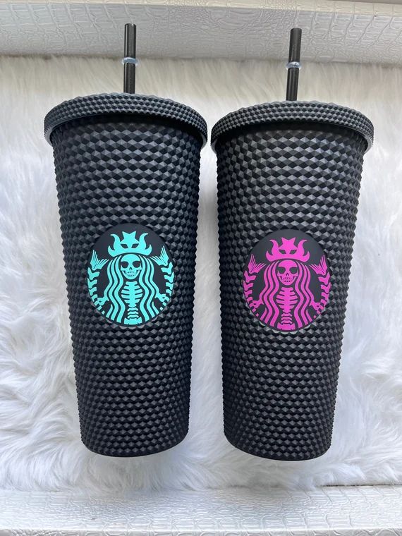 Skeleton Starbucks Inspired Tumbler  Skeleton Logo Studded - Etsy | Etsy (US)