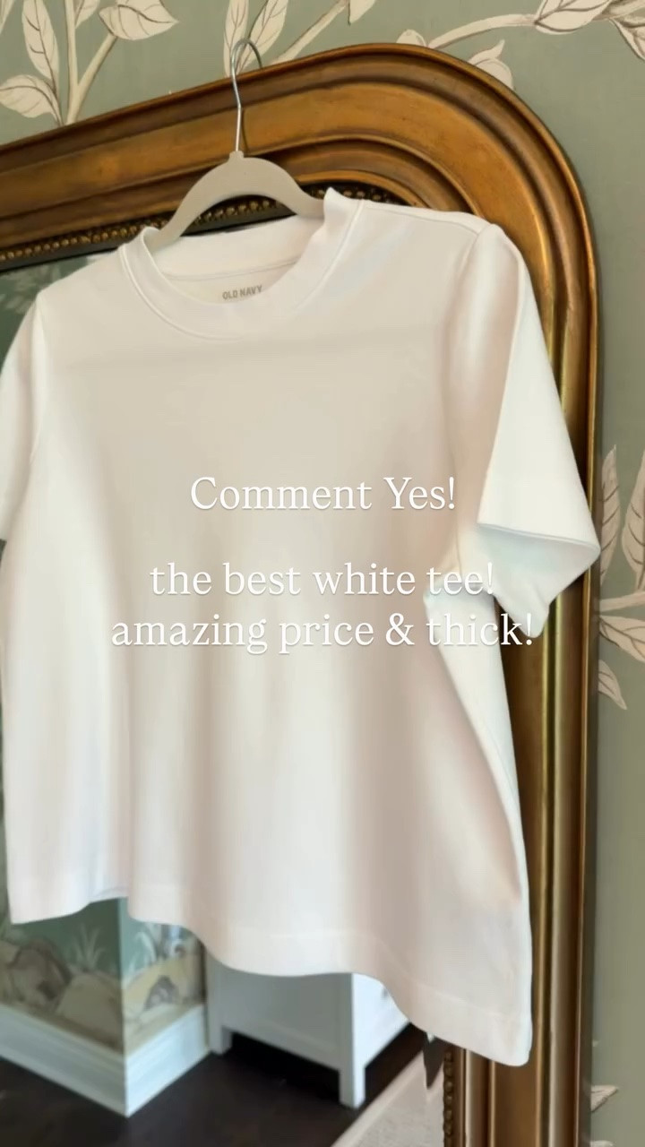the best white tee! 
amazing price & thick!  Comment Yes!  @oldnavy