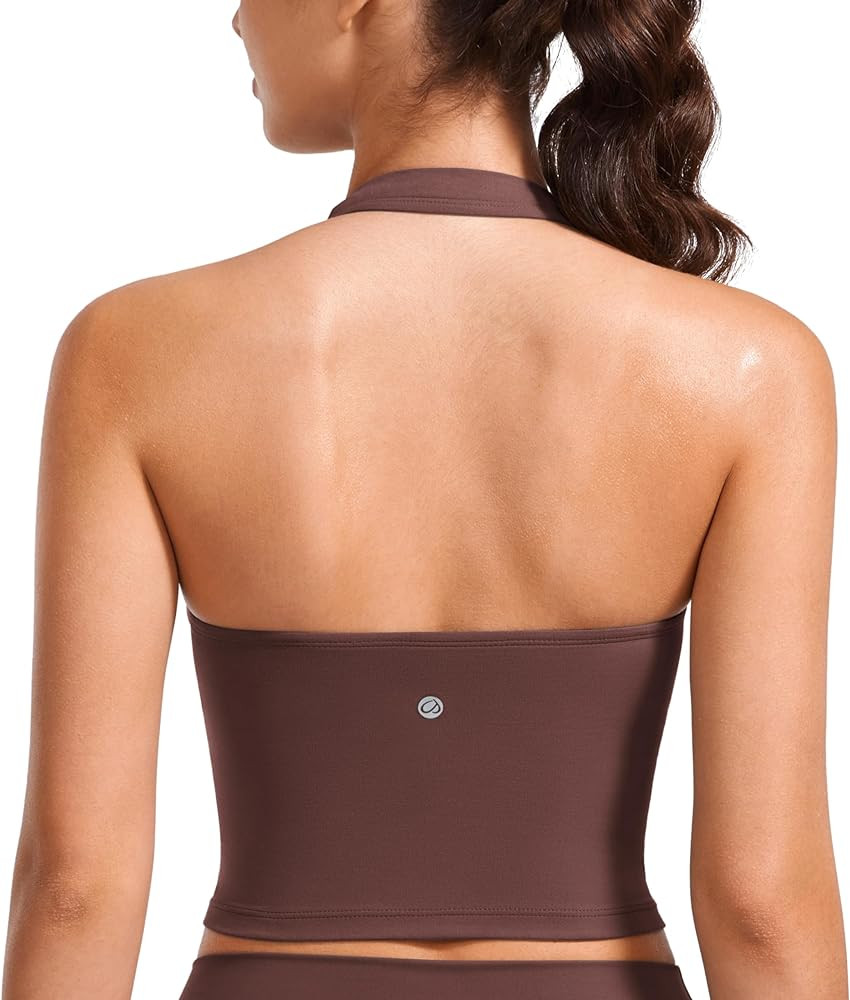 CRZ YOGA Womens Butterluxe Halter Longline Sports Bra - Padded Workout Yoga Crop Tank Tops with B... | Amazon (US)