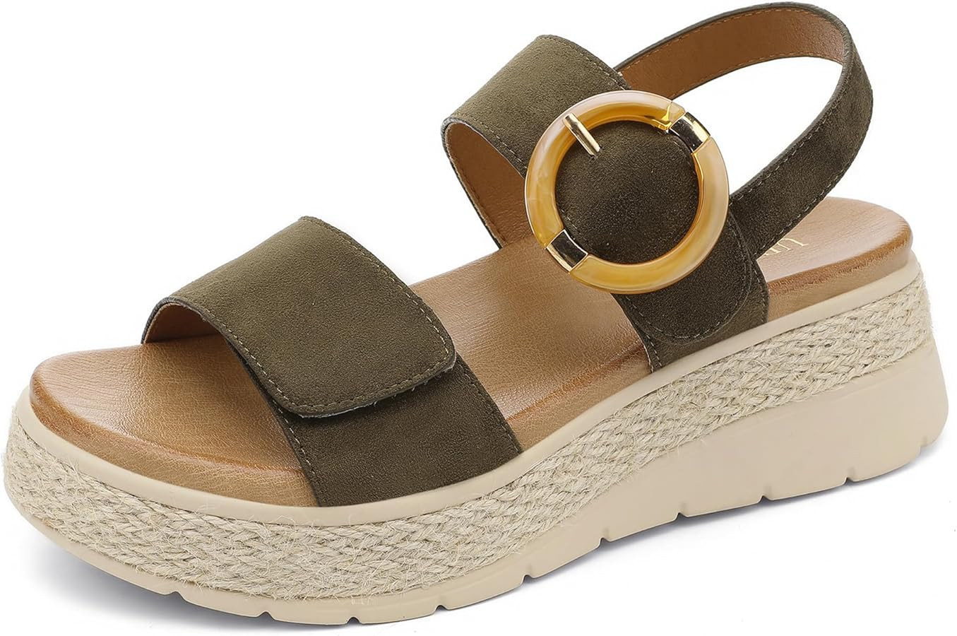 UBFEN Womens Espadrille Platform Sandals Low Wedge Heel - Orthopedic Arch Support, Cushion Insole... | Amazon (US)