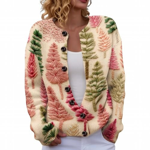 Christmas Cardigan Sweaters for Women Christmas Cardigan Sweaters for Women 2025 Funny Xmas Cozy Open Front Button Down Cardigans Winter Long Sleeves Knitted Coat | Amazon (US)