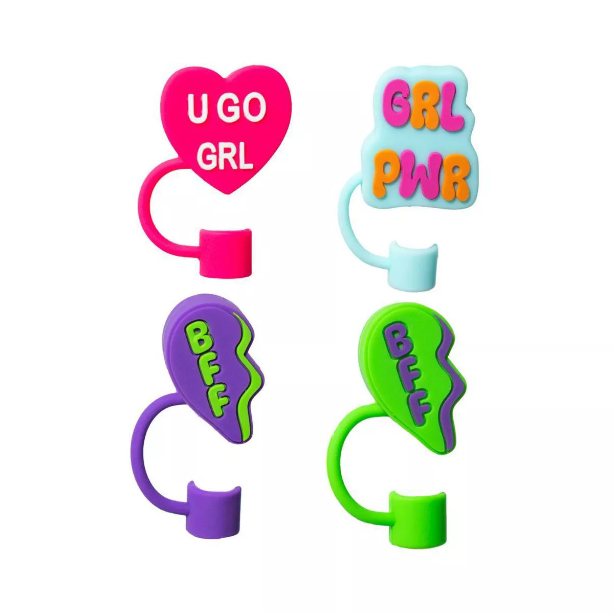 CharCharms 4pk Straw Toppers Pink | Target