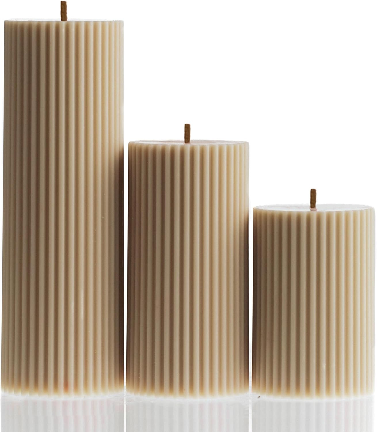 LAWA Roman Handmade Tall Ribbed Pillar Candle - Beautiful Scented Soy Wax Dinner Candle | Classic... | Amazon (US)