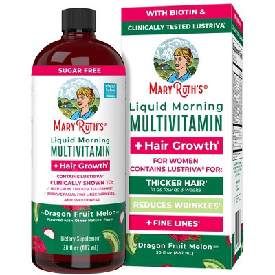 MaryRuth's Morning Multivitamin Liquid + Hair Growth, Dragonfruit Melon, 30 oz | Target