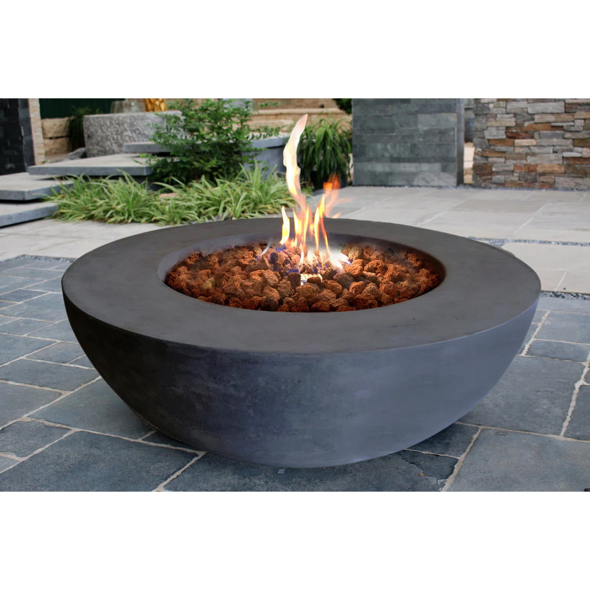 Humbert Bowl / Roca Outdoor Concrete Fire Pit 45,000 BTU - Includes Lava Rocks & PVC Cover | Wayfair North America