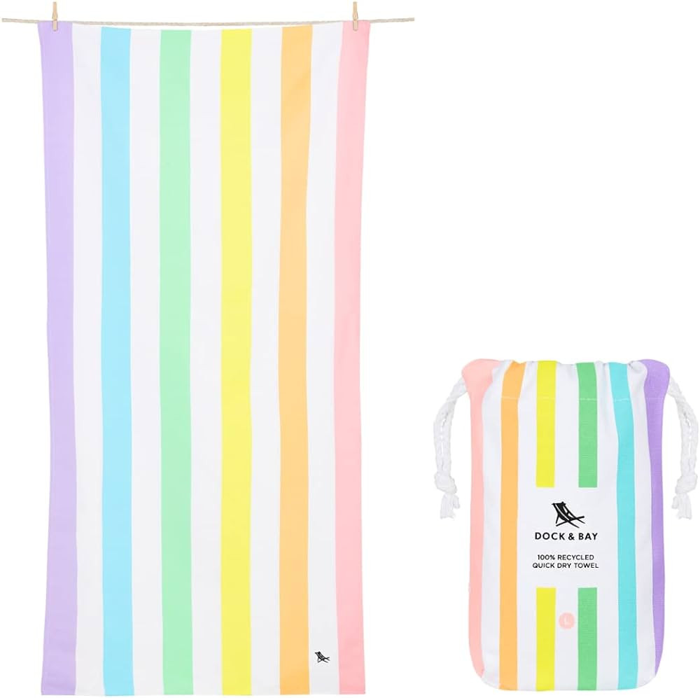 Dock & Bay Beach Towel - Quick Dry, Sand Free - Compact, Lightweight - 100% Recycled - includes B... | Amazon (US)