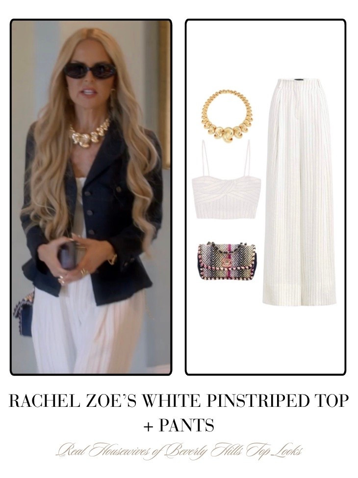 Rachel Zoe’s White Pinstriped Top and Pants 