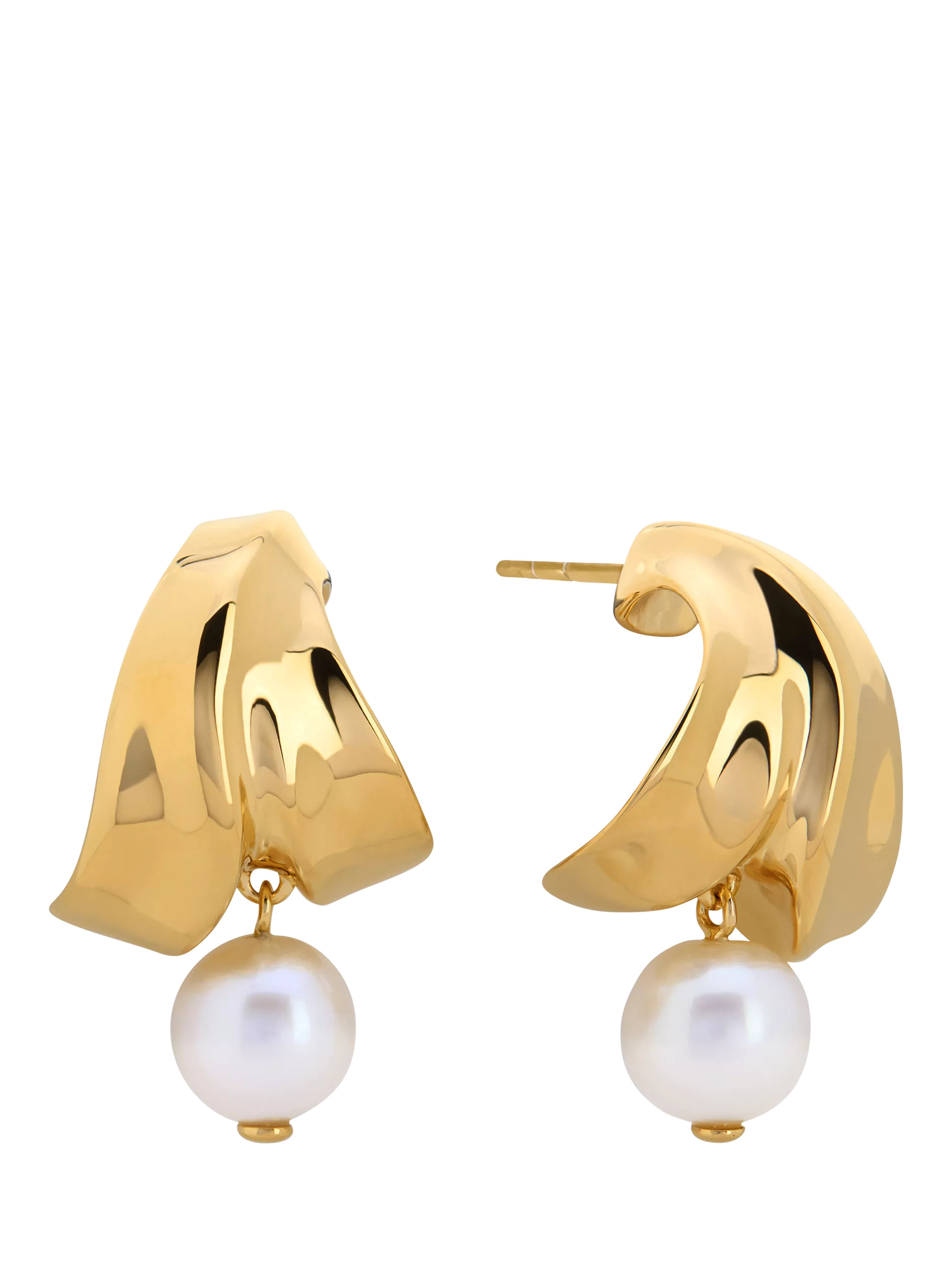 Monica Vinader Small Nomade Pearl Earrings, Gold | John Lewis (UK)