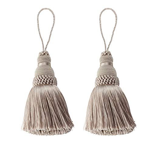 Fenghuangwu Colorful Tassel Key Tassel DIY Accessories for Curtain and Home Decoration-khaki-2PCS | Amazon (US)