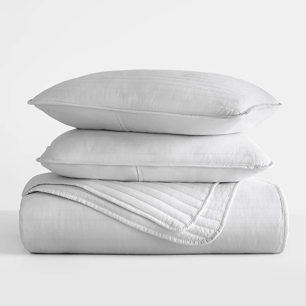 3-Piece Stripe Stitch Quilted Coverlet Set | Linens and Hutch