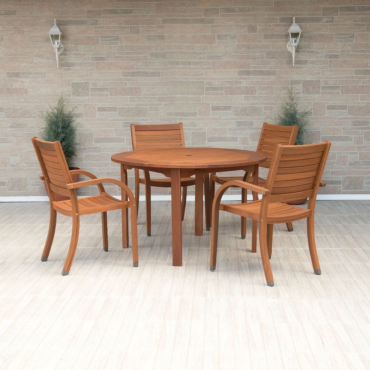 Amazonia Arizona 5-Piece Solid Wood 100% FSC Certified Round Patio Dining Set | Walmart (US)