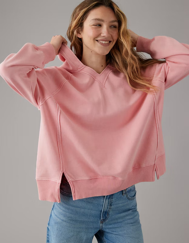 AE Big Hug Oversized Notch Neck Hoodie | American Eagle Outfitters (US & CA)