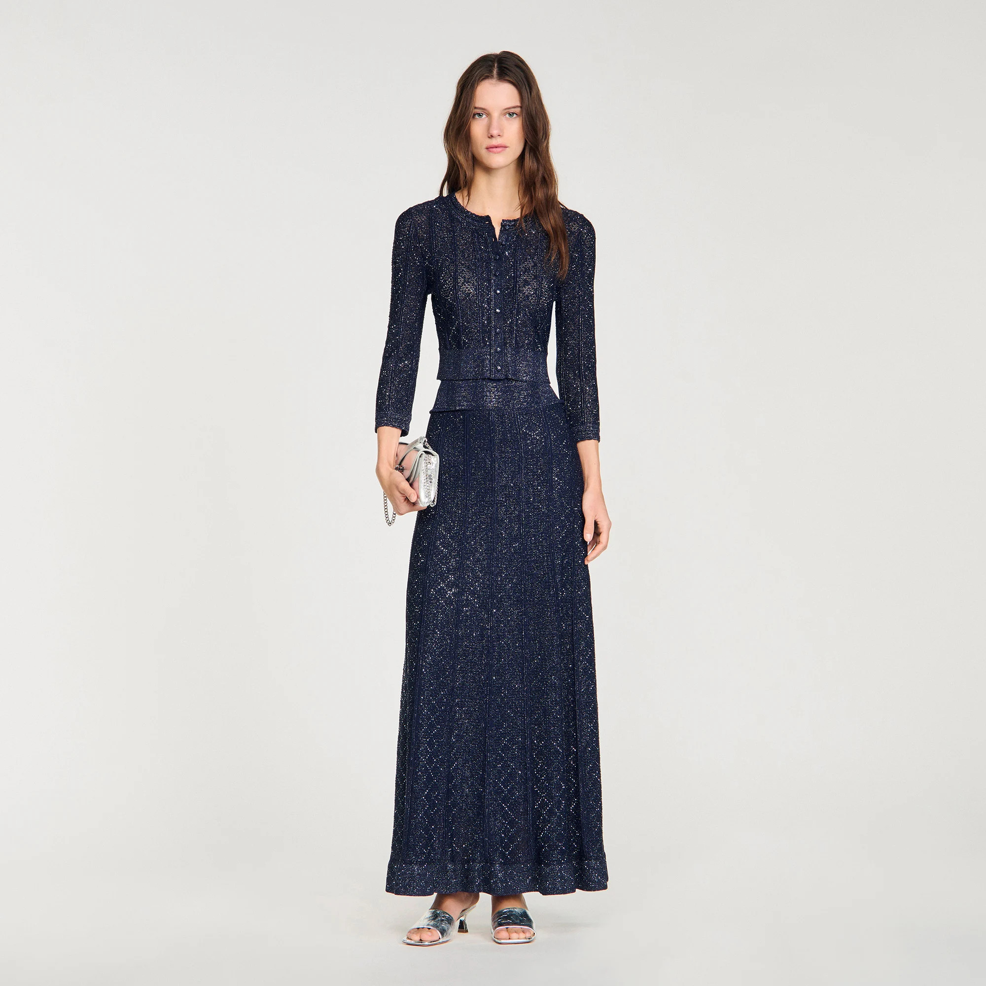 Rhinestone knit maxi skirt | Sandro US | Sandro-Paris US