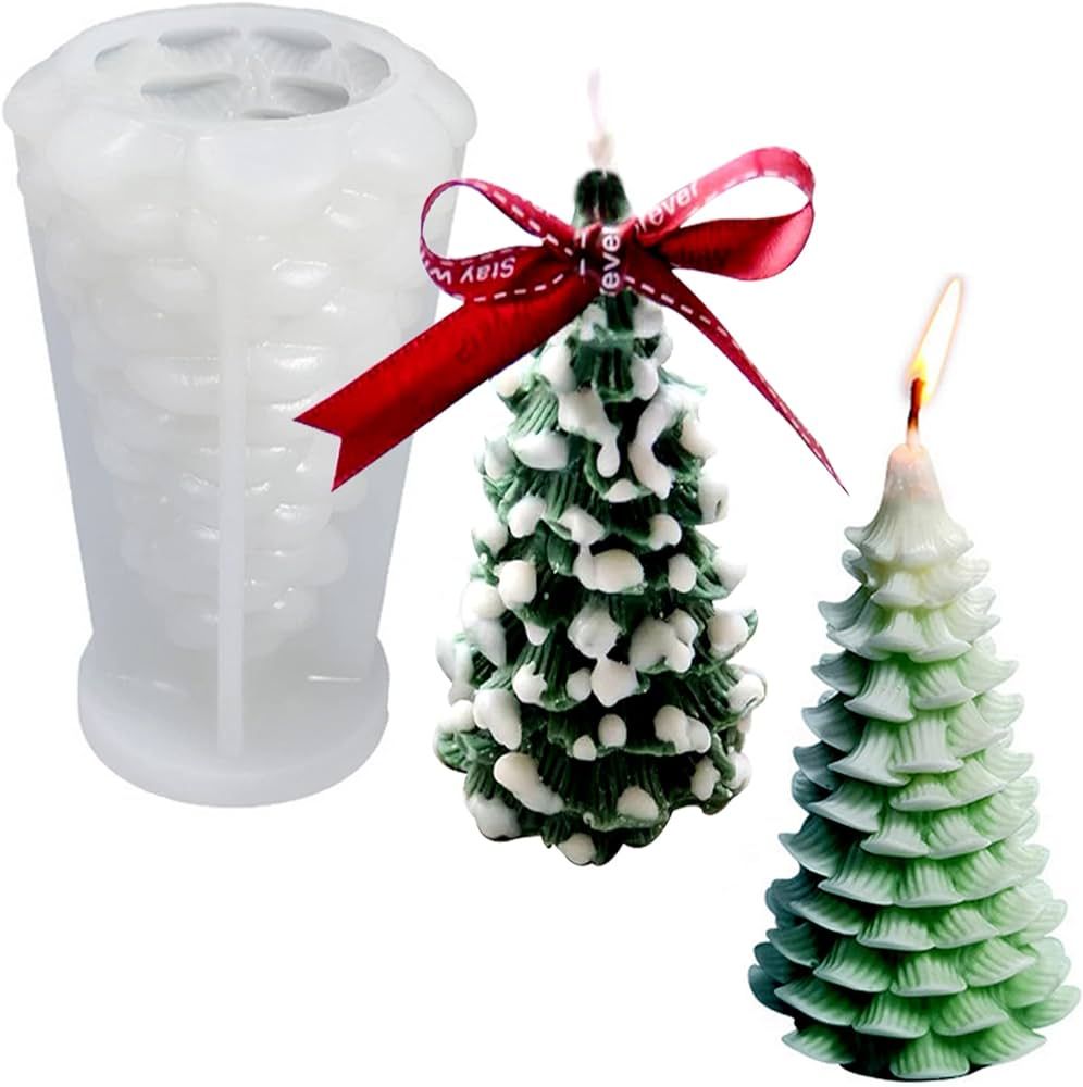 ZQYSING Christmas Tree Candle Mold, 3D Christmas Pine Tree Silicone Mold for Epoxy Resin Casting ... | Amazon (US)