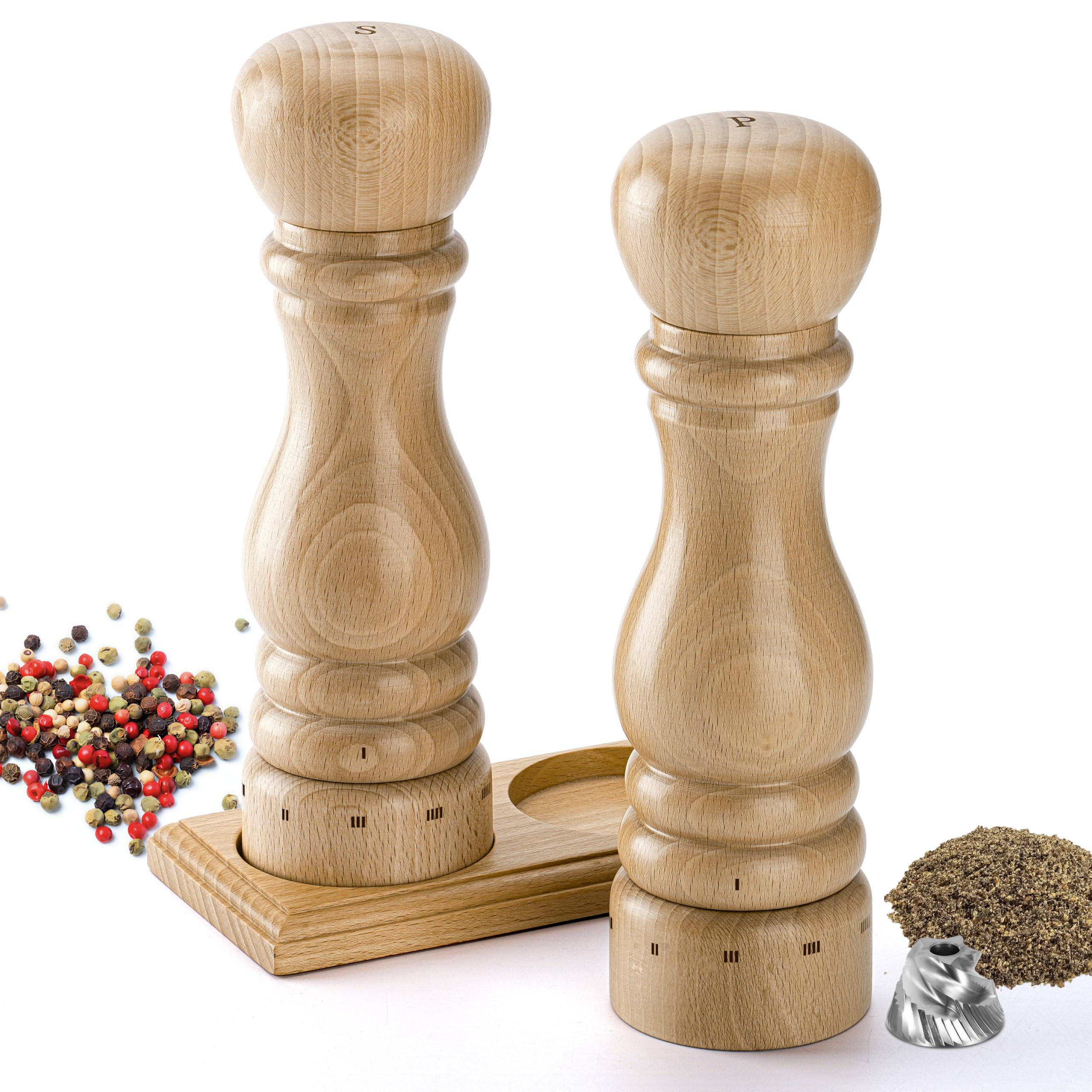 Wooden Salt and Pepper Grinder Set, Manual Salt and Pepper Mill with Ceramic/Stainless Steel Core... | Amazon (CA)