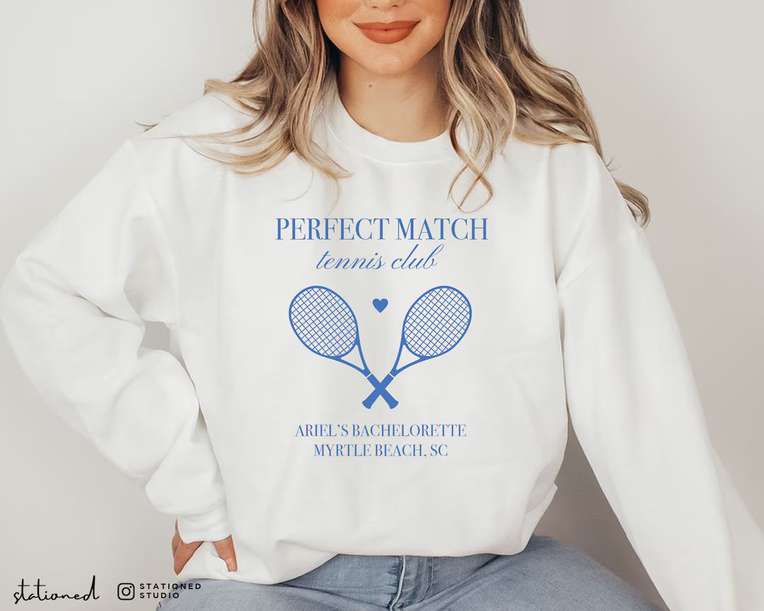 Custom Perfect Match Tennis Club Bachelorette Shirt Bachelorette Party Matching Shirts Aesthetic ... | Etsy (US)