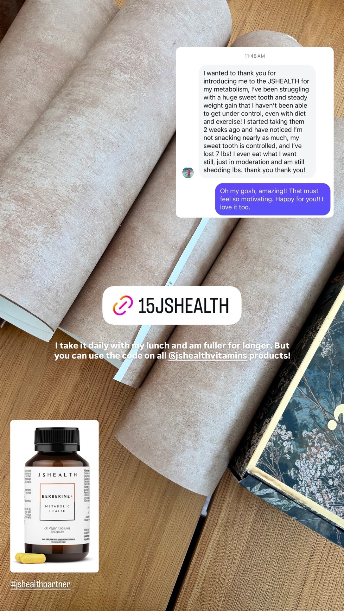 I take it daily with my lunch and am fuller for longer. But you can use the code on all @jshealthvitamins products! #jshealthpartner 