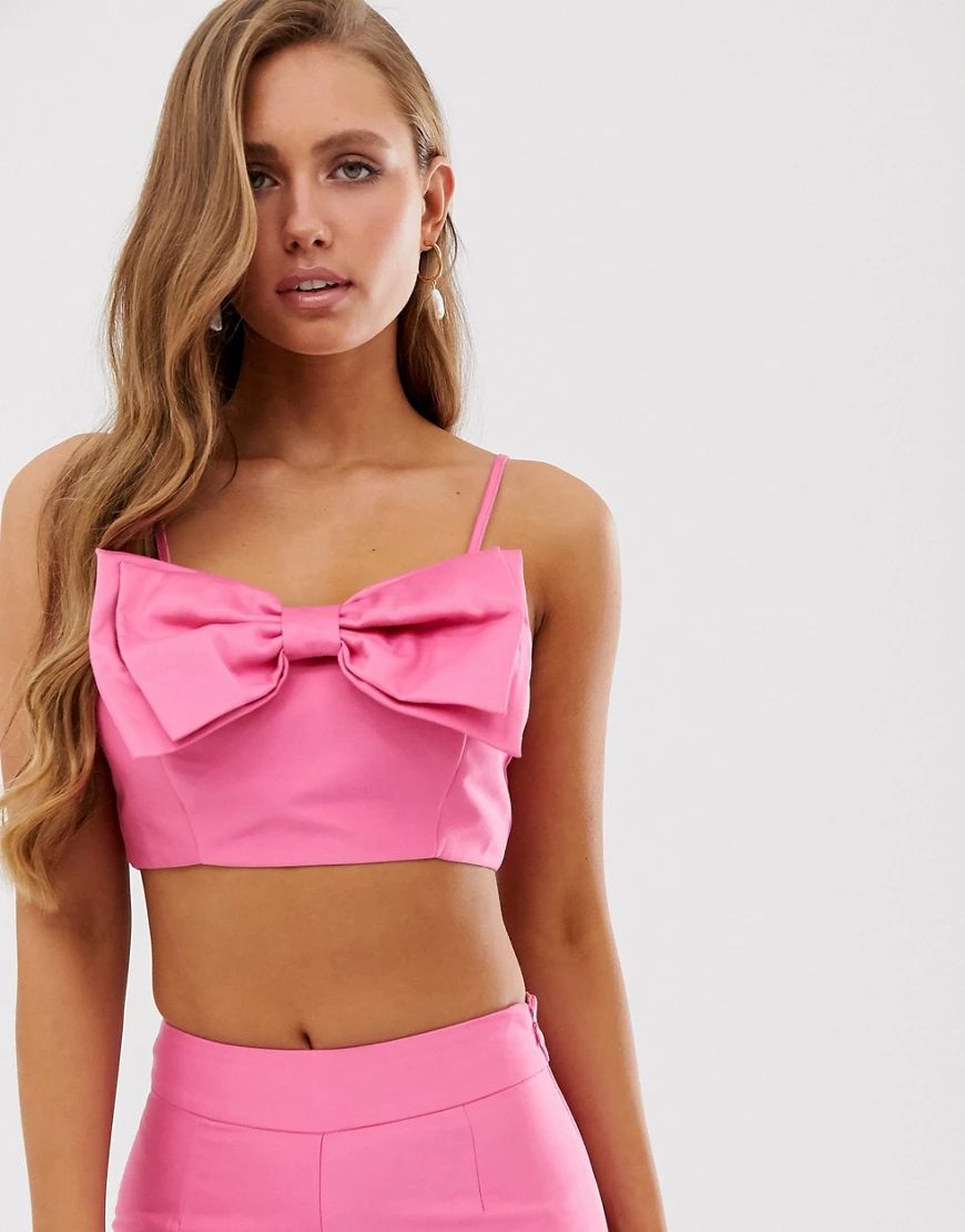 Collective The Label bow front cami top coord in pop pink | ASOS (Global)
