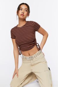 Striped Ruched Cropped Tee | Forever 21 (US)
