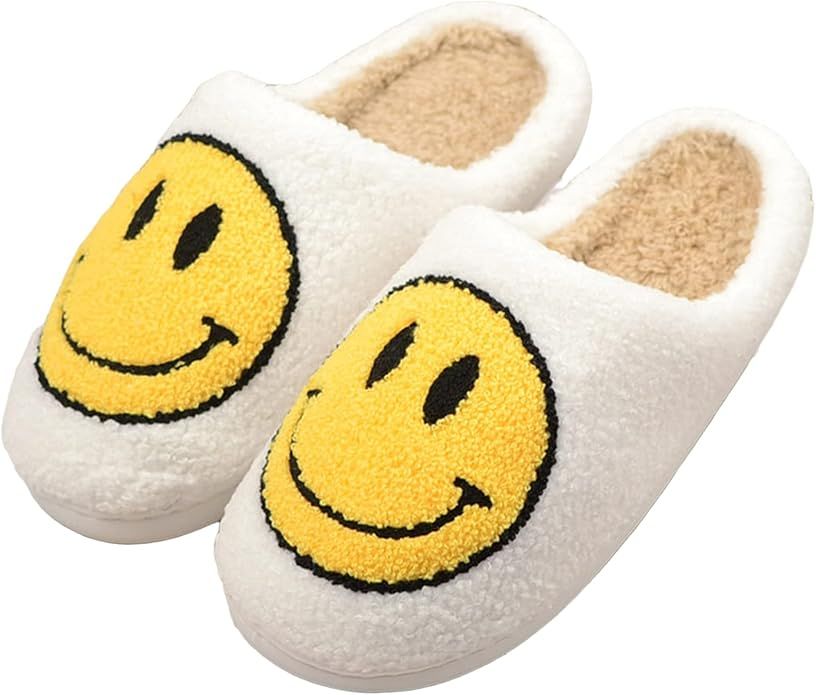 Women's Smiley Face Fuzzy Warm Slippers Memory Foam Cute Soft Plush House Shoes Comfortable Indoo... | Amazon (US)