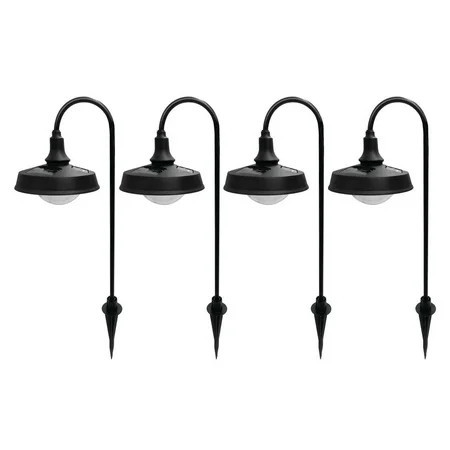 Better Homes & Gardens Corbyn Solar Powered Matte Black Metal Landscape LED Pathway Downlight, 20 Lumens, 4 Pack | Walmart (US)