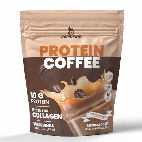 Protein Coffee, with 10g of Protein with Collagen, Promotes Muscle Growth, Supports Energy, Hot or Cold, Keto Friendly, 100% Robusta Coffee, 15 Servings, Hazelnut Flavor, Medium Roast | Amazon (US)