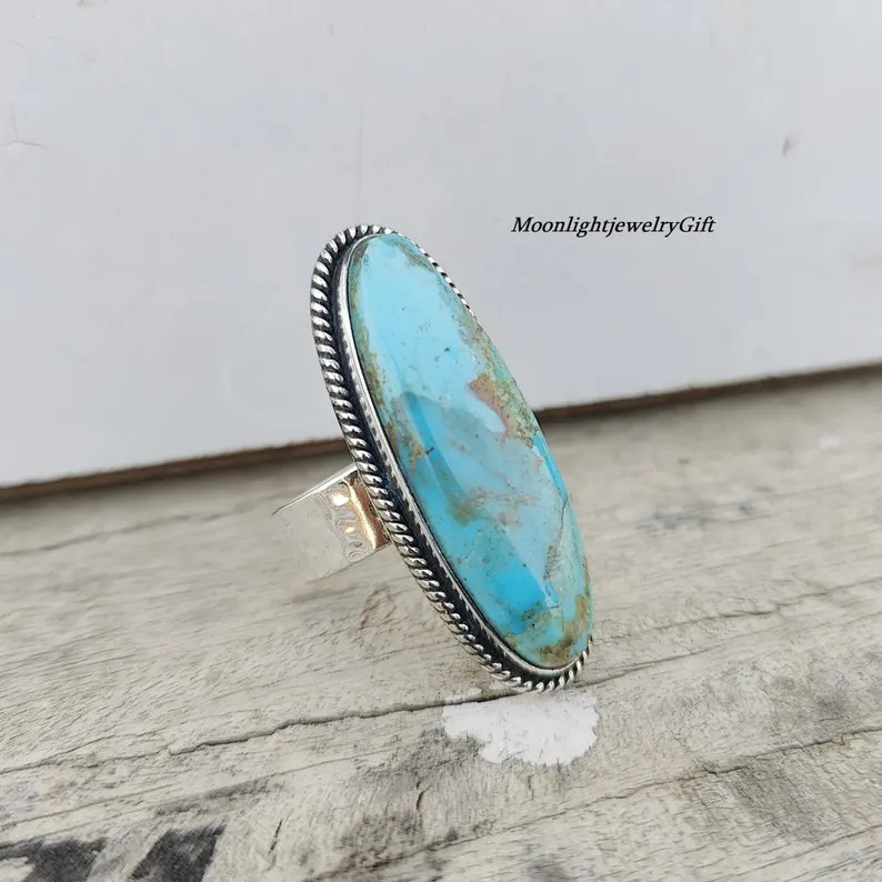 Blue Mohave Turquoise Rings, Wedding Rings, 925 Sterling Silver Rings, Handmade Rings, Natural Ge... | Etsy (US)