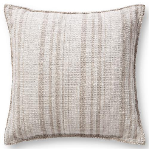 Loloi Sam French Country White Linear Throw Pillow - 22x22 | Kathy Kuo Home