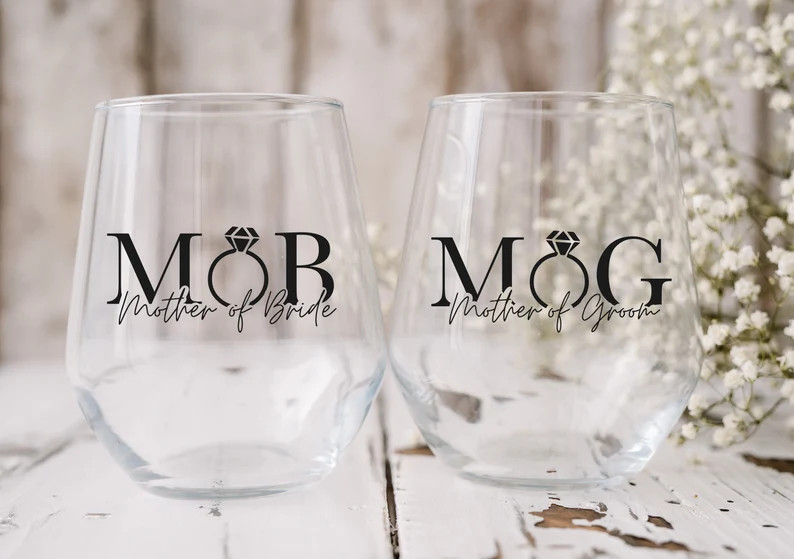 Mother of the Bride and Groom Wine Glass SET, Mother of the Groom Wine Glass, Mother of the Bride... | Etsy (US)
