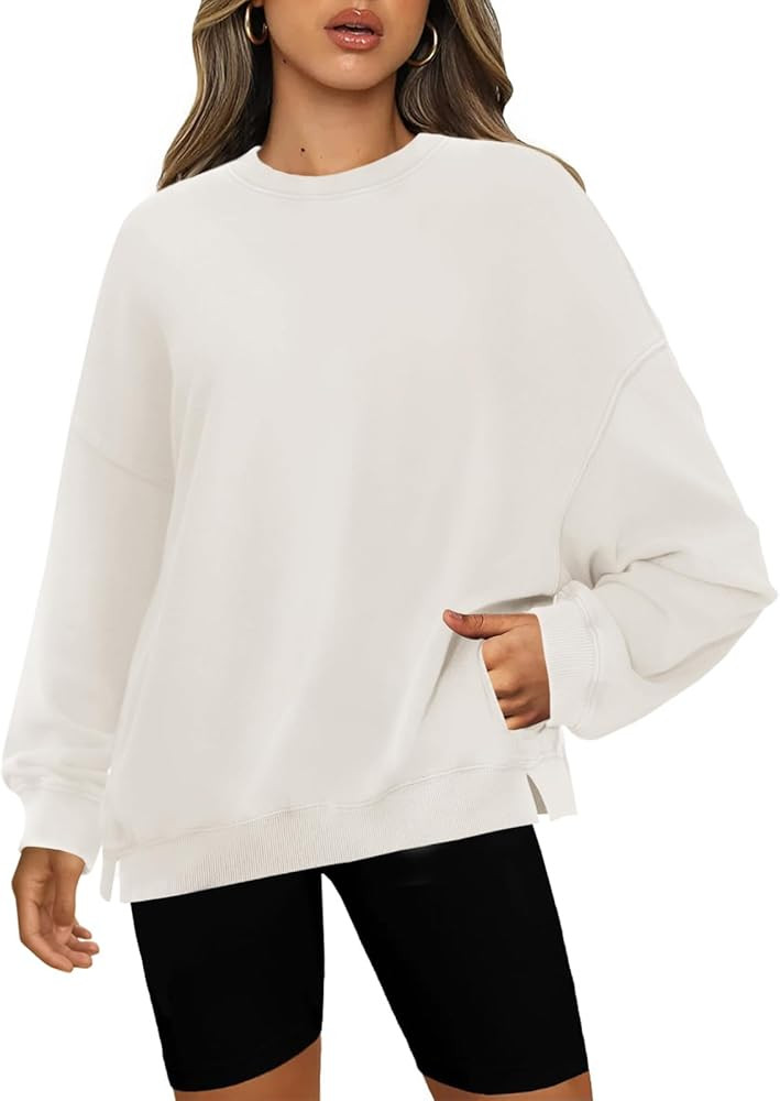 SENSERISE Womens Casual Crewneck Sweatshirt Long Sleeve Solid Color Shirt Soft Lightweight Loose ... | Amazon (US)