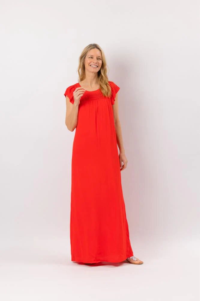 Poppy Red Flutter Sleeve Maxi Dress | Sail to Sable
