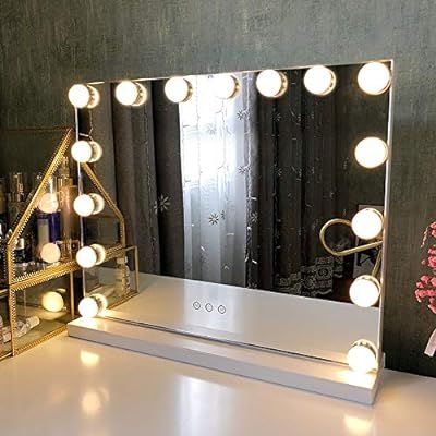Fenair Makeup Mirror with Lights USB Outlet Hollywood Vanity Mirror, 3 Color Modes Cosmetic Mirro... | Amazon (US)